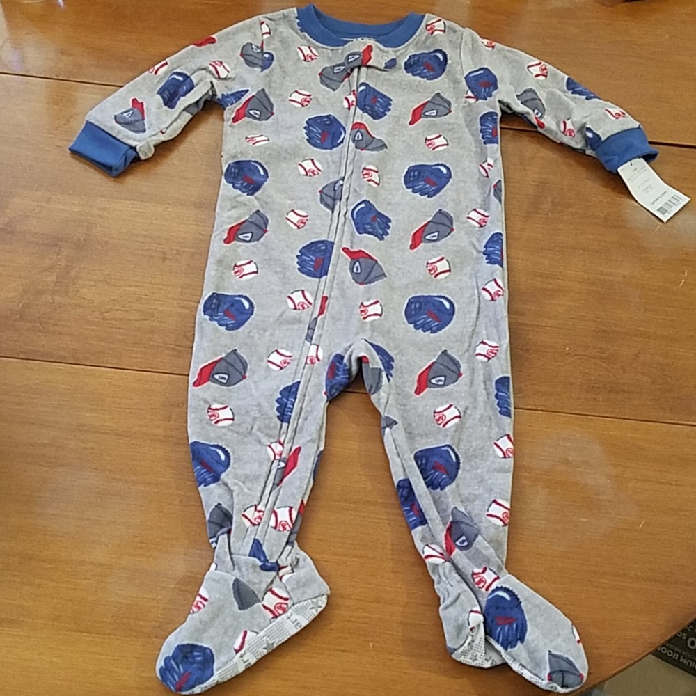 NWT Carter's baseball fleece footie pajamas